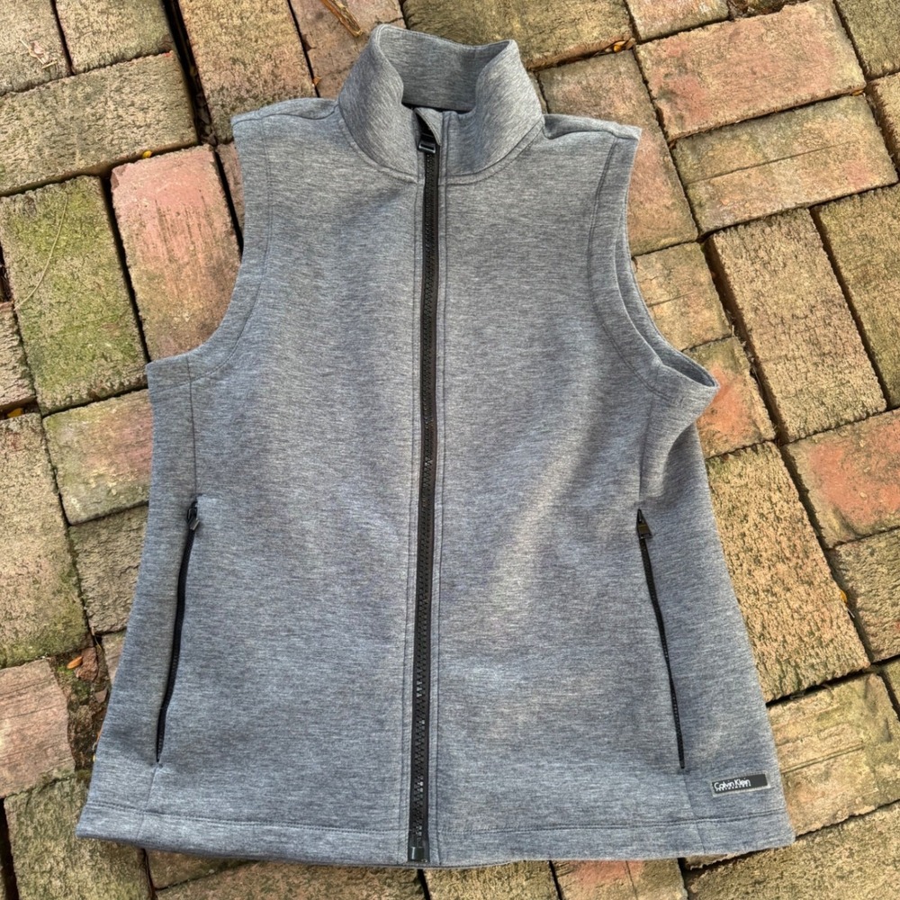 Calvin Klein Performance Womens Gray Quick Dry Full Zip Mock Neck Vest Large